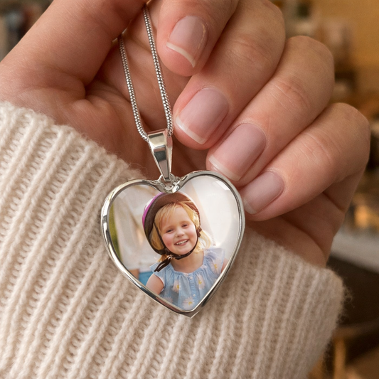 Her Photo, Her Words - Personalised Heart Necklace