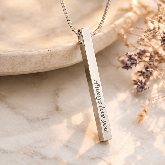 Four Sides, One Story - Engraved Dedication Necklace