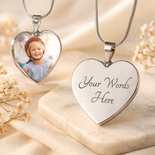 Her Photo, Her Words - Personalised Heart Necklace